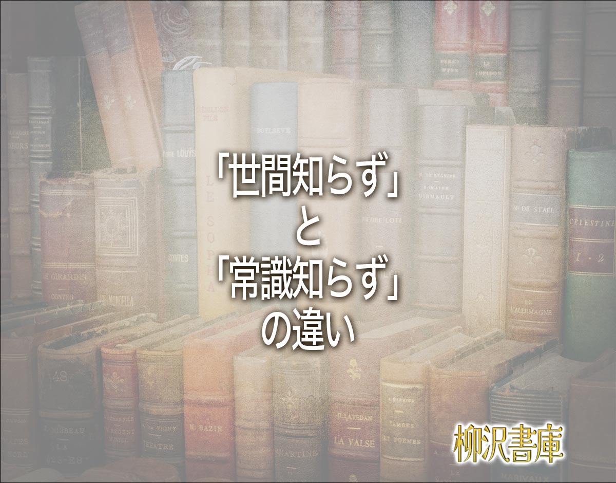 「世間知らず」と「常識知らず」の違いとは？