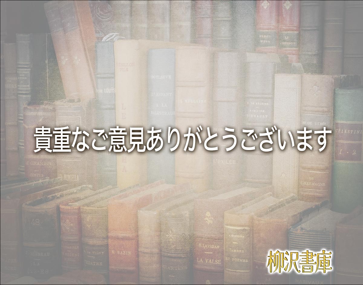 「貴重なご意見ありがとうございます」とは？